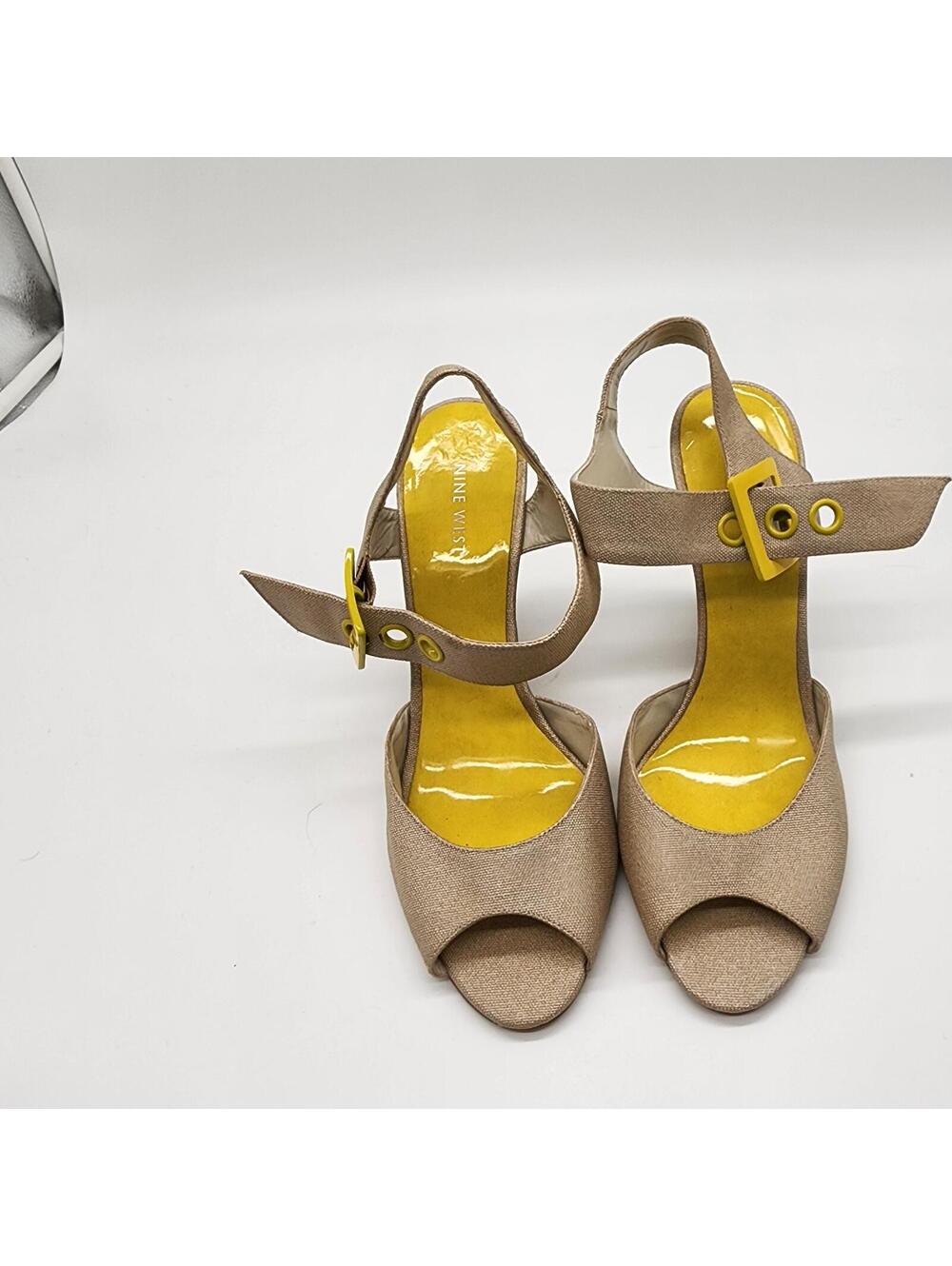 Nine West Beige Peep Toe Slingback Wedge Heels Size 10 – Never Worn - Picture 7 of 8